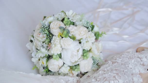 Wedding delicate bouquet with accessories. - Footage, Video