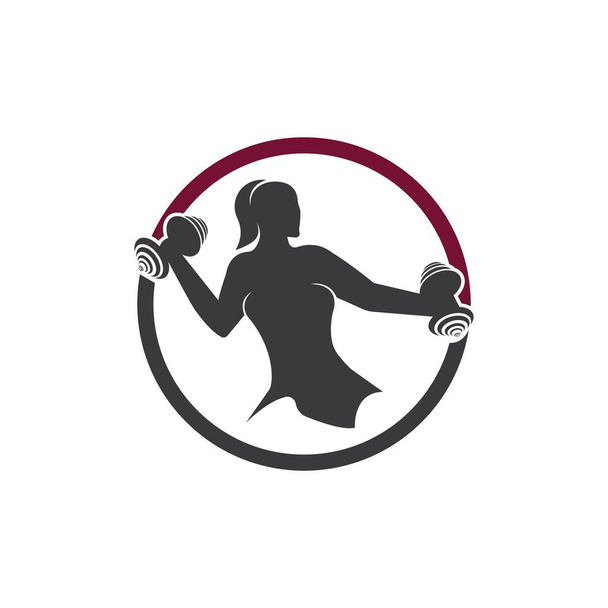 Bodybuilder Logo Template. Objeto do vetor e ícones para etiqueta do esporte, emblema do ginásio, projeto do logotipo da aptidão - Vetor, Imagem