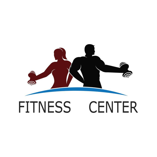 Bodybuilder Logo Template. Objeto do vetor e ícones para etiqueta do esporte, emblema do ginásio, projeto do logotipo da aptidão - Vetor, Imagem