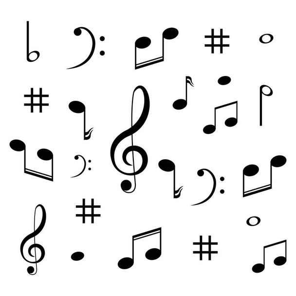 Elemento de diseño musical, notas musicales, símbolos, ilustración vectorial. - Vector - Vector, Imagen