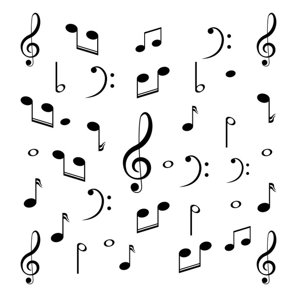 Elemento de diseño musical, notas musicales, símbolos, ilustración vectorial. - Vector - Vector, Imagen