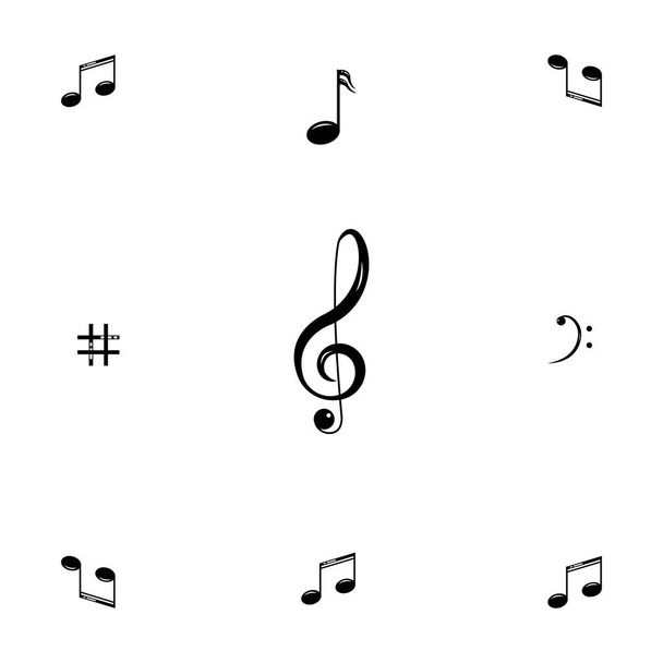 Элемент музыкального дизайна, ноты, символы, векторная иллюстрация. - Вектор - Вектор,изображение