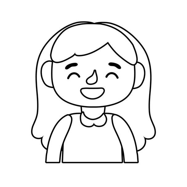 pequeño estudiante chica avatar carácter línea estilo icono - Vector, Imagen