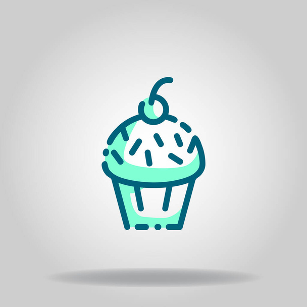 Logo or symbol of cake icon with black twotone blue color style - Vector, Image