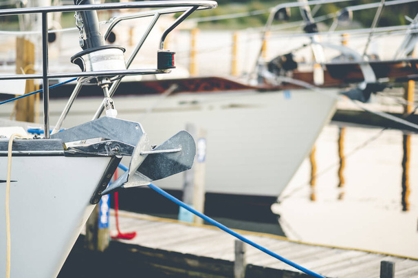 A selective focus shot of yachts in the port - Zdjęcie, obraz