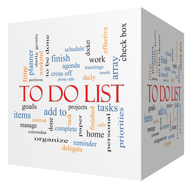 Lista de tareas 3D cubo Word Cloud Concept
 - Foto, imagen