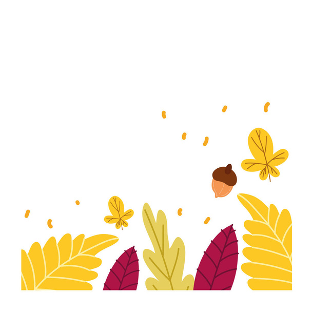 jesień sezon liście botaniczne ramki dekoracji - Wektor, obraz