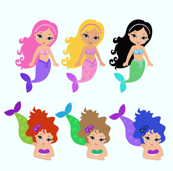 Set of little mermaid - Vector, Image