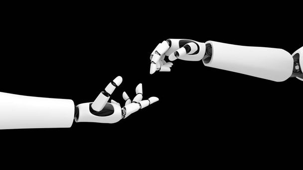 Gelecekçi robot, siyah arka planda yapay zeka CGI. Robot Adam 3 boyutlu canlandırma. 3B illüstrasyon . - Fotoğraf, Görsel