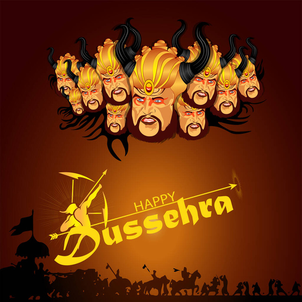 innovatieve vector illustratie van Happy Dussehra festival van India. - Vector, afbeelding