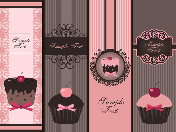 banners de cupcake - Vetor, Imagem