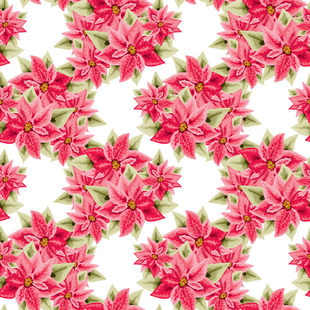 Winter seamless pattern with poinsettia, design elements. Christmas  pattern for invitations, cards, print, gift wrap, manufacturing, textile, fabric, wallpapers. New Year theme - Vettoriali, immagini