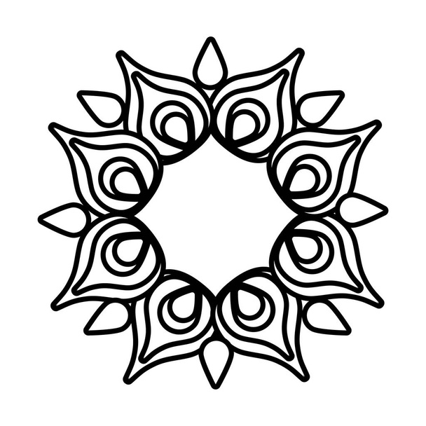 pétales de fleur diwali autour de l'icône de style de ligne de décoration - Vecteur, image