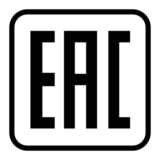 Signo EAC, paquete de marca de producto de icono único. Símbolo de Euroasion aislado sobre fondo blanco. Información de control ilustración . - Vector, imagen