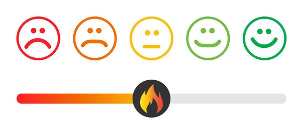 Contatore soddisfazione emozioni icona cliente con simbolo diverso su sfondo bianco . - Vettoriali, immagini