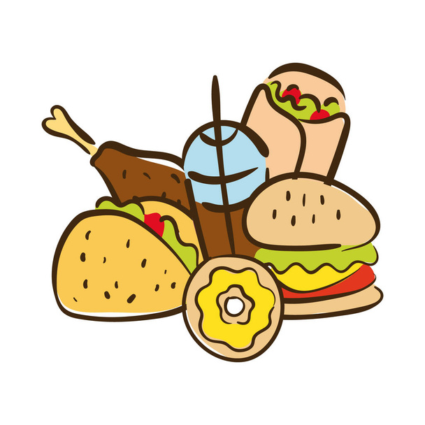 ícone de estilo plano fast food - Vetor, Imagem