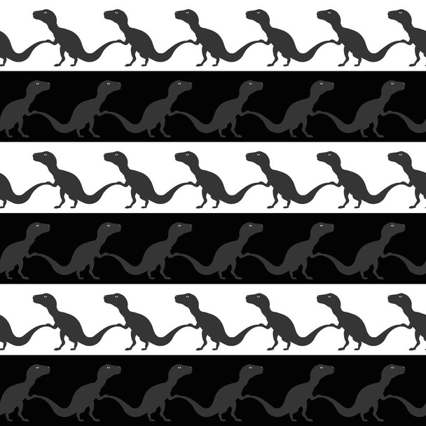 Cute Dinosaurs Vector Seamless Pattern. Silhouette striped Background - Vector, imagen