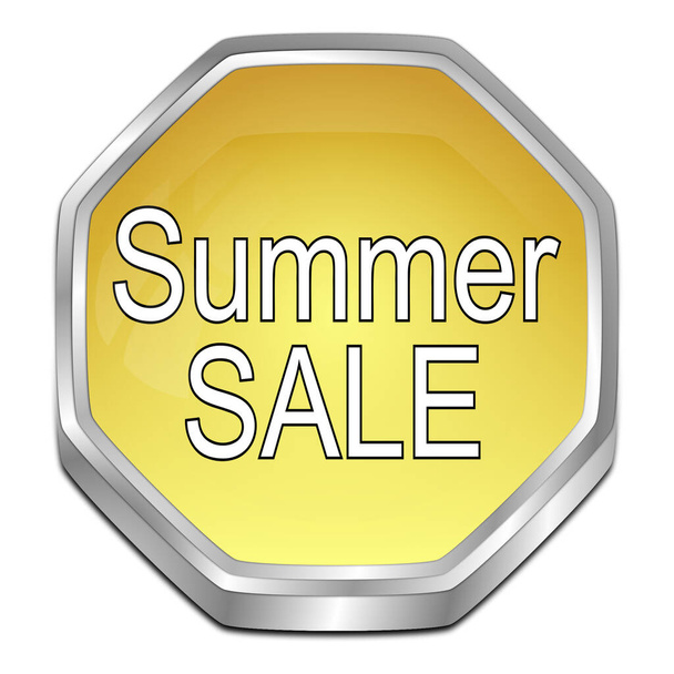 золота літня кнопка продажу 3D ілюстрація
 - Фото, зображення
