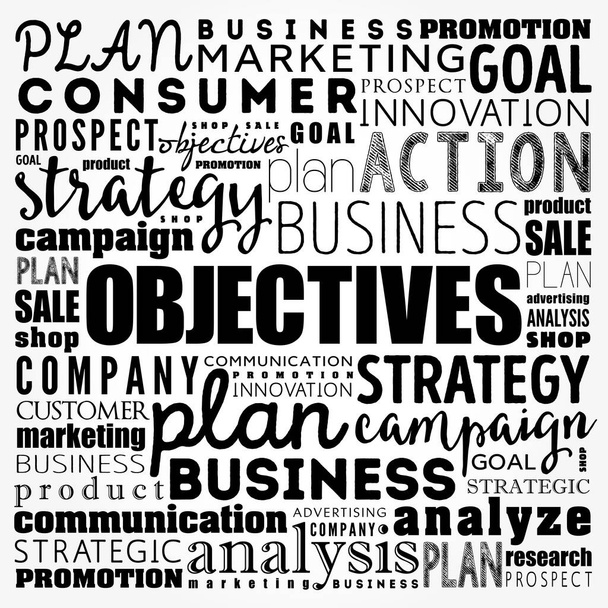 Objectives word cloud collage, business concept background - Photo, Image