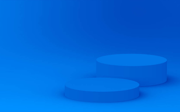 3D синий цилиндр подиум минимальный студийный фон. Абстрактная трехмерная иллюстрация геометрической формы объекта. Дисплей для технологического продукта. - Фото, изображение