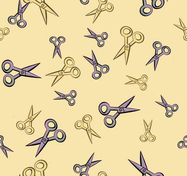 scissors background, seamless pattern, illustration - Photo, Image