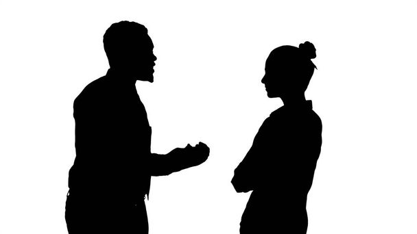 Silhouette African american businessman explaining something to his collegue. - Foto, Imagen