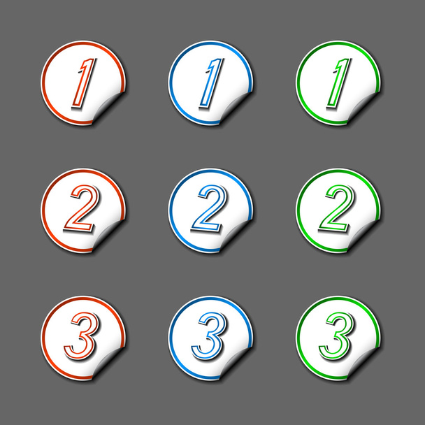 Красочные наклейки с цифрами
 - Вектор,изображение