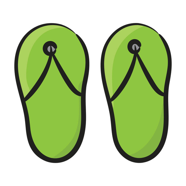 A casual footwear with two stripes characterizing flip flops doodle vector   - Vector, imagen