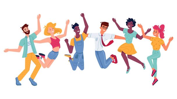 Happy people jumping, smiling in joy and fun - Vector, Image