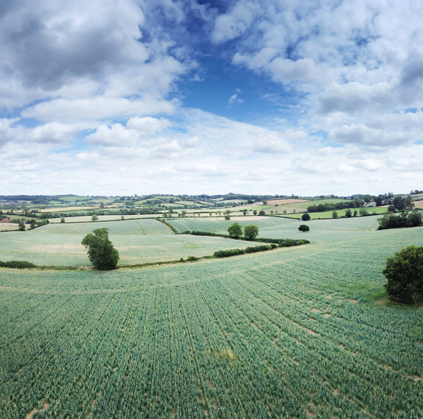 Panoramic aerial view of farmland in the oxfordshire countryside in england - Photo, Image