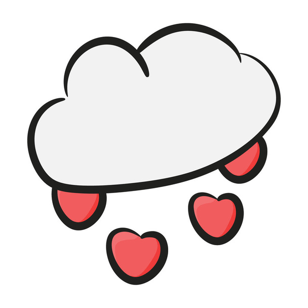 Heart dripping from cloud, romantic rain flat vector style  - Vektor, kép