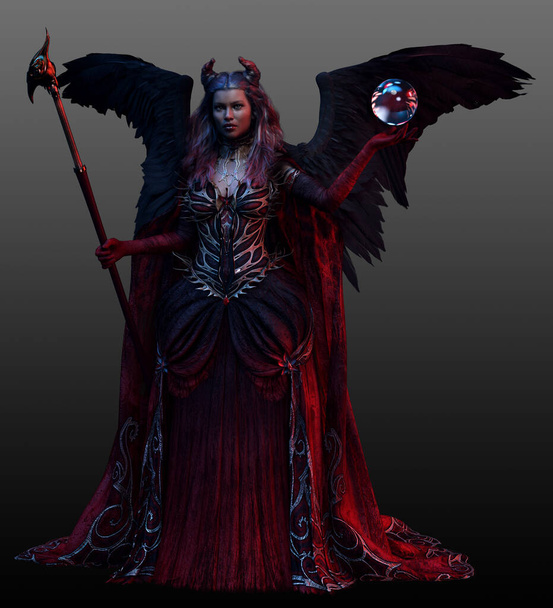 Dark Fae POC Queen con alas negras - Foto, Imagen