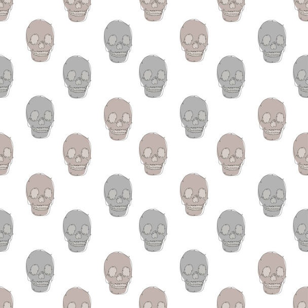 Elegant seamless pattern with skulls, design elements. Skull  pattern for invitations, cards, print, gift wrap, manufacturing, textile, fabric, wallpapers. Continuous line art style - Vecteur, image