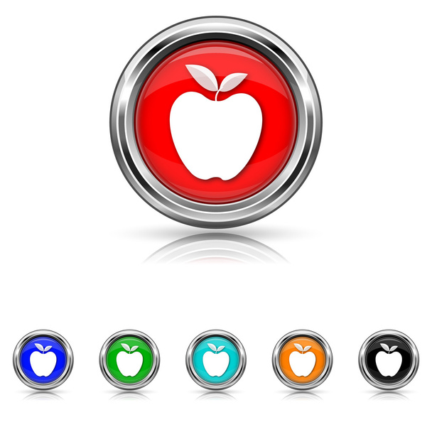 Apple-pictogram - zes kleuren instellen - Vector, afbeelding