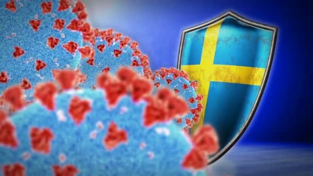 luta da Suécia com coronavírus - 3D renderizar animação loop sem costura - Filmagem, Vídeo