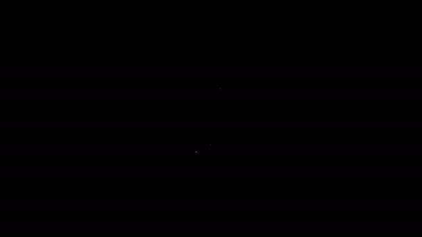 Weiße Linie Spatelsymbol isoliert auf schwarzem Hintergrund. Küchenspachtel-Symbol. Grillspachtel-Schild. Grill und Grillwerkzeug. 4K Video Motion Grafik Animation - Filmmaterial, Video