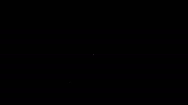 Witte lijn Hoogspanning icoon geïsoleerd op zwarte achtergrond. Gevarensymbool. Pijl in driehoek. Waarschuwing icoon. 4K Video motion grafische animatie - Video