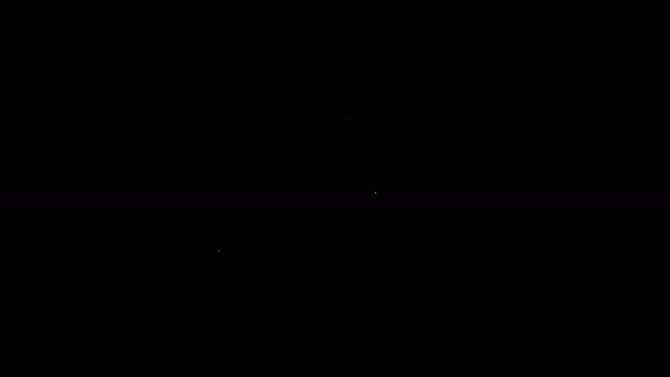 Valkoinen viiva Crown kuvake eristetty mustalla taustalla. 4K Video motion graafinen animaatio - Materiaali, video