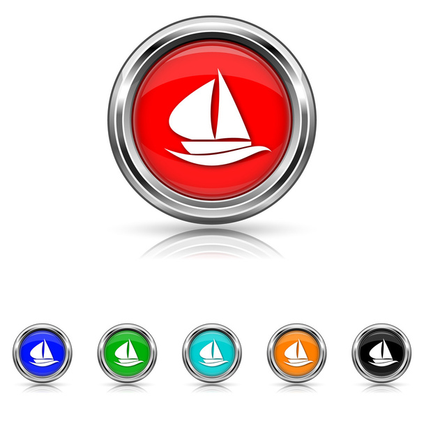 Sailboat icon - six colours set - Vector, Image