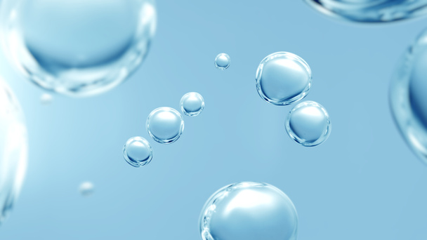 Bolhas de gás cosméticas transparentes sob a água em quadro completo Macro Close Up - Foto, Imagem