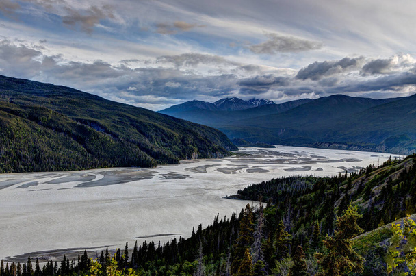 Alaska, Kennicott, Kopalnie, Lodowce, Turystyka piesza, Góry, Zachód słońca, Panorama - Zdjęcie, obraz