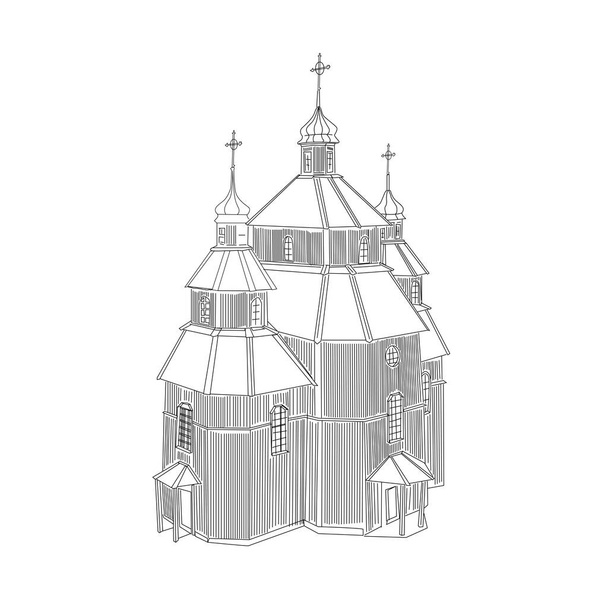 Orthodoxe Kirche mit Kuppeln in der Ukraine - Vektor, Bild