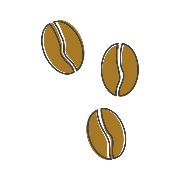 Vector Symbol Kaffeebohnen Cartoon-Stil auf weißem Hintergrund isoliert. Ebenen zur einfachen Bearbeitung von Illustrationen gruppiert. Für Ihr Design. - Vektor, Bild