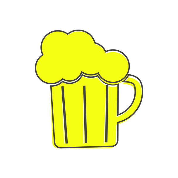 Vector icon of beer mug cartoon style on white isolated background. Layers grouped for easy editing illustration. For your design. - Vector, Image