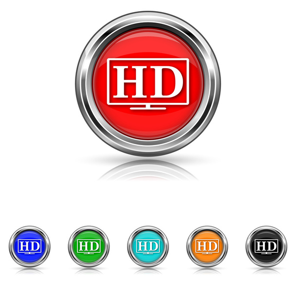 icône TV HD - ensemble de six couleurs
 - Vecteur, image