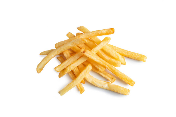 Hot french fries on a white background. American unhealthy food - Photo, Image
