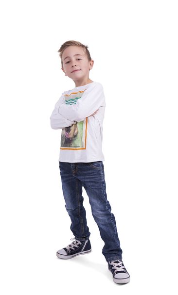 Cute elementary boy with arms crossed - Фото, зображення