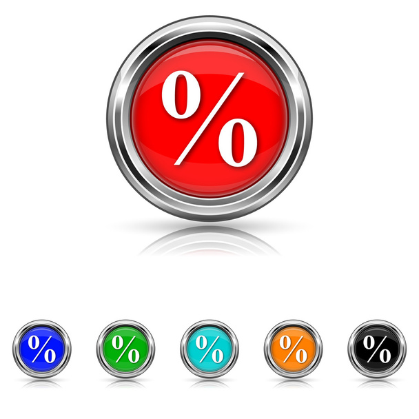 Ikona procentowa - zestaw sześciu kolorów - Wektor, obraz