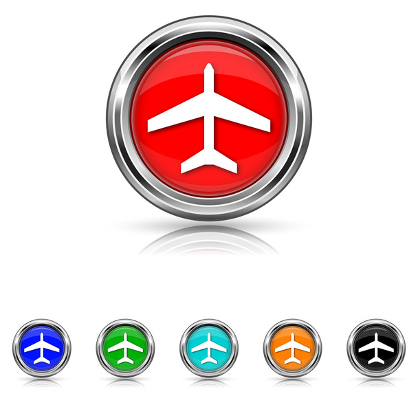 Ikony Samolotem - zestaw sześciu kolorach - Vector, afbeelding