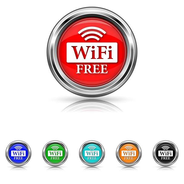 WIFI free icon - six colours set - Vector, Image